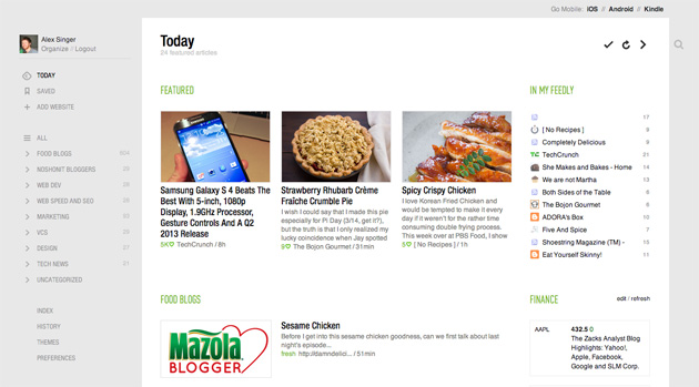 Feedly homescreen